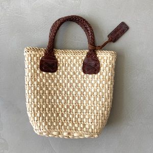 Ralph Lauren raffia straw mini tote bag braided leather 👜